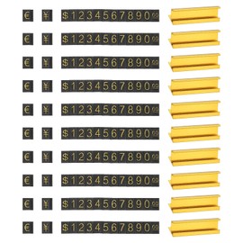PATIKIL Price Cube Display Price Blocks Adjustable Removable Number Price Stand Gold Tone Counter Price Display for Retail Gold Tone on Black, Ten Thousand Digit, 15 Set