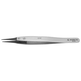 Excelta Straight Tweezers with Replaceable Tips, Three Star, Carbon Fiber Tips, 0.06" Height, 0.39300000000000002" Wide, 5" Length.