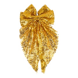 Framendino, Oversized Glitter Hair Bows for Women Large French Sequin Hair Bows Clips Sparkly Hair Accessories Gifts (Gold)