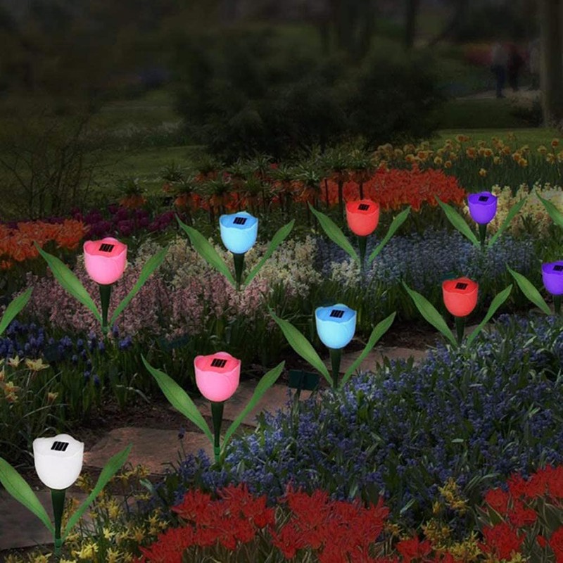 6 Pcs Outdoor Solar LED Light Garden Solar Tulip Flower