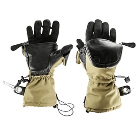 HWI Gear CFCM300 Convertible Fold-Away Cold Weather Mitt Transforms to Gloves, Water-Resistant, Touchscreen Capable, Hand Warmer Pouch for Outdoor Adventure Enthusiast, Coyote Brown, Medium