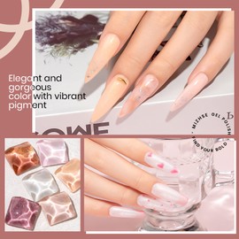 MIZHSE Shimmer Glitter Gel Nail Polish 10ml,Spring Milky Iridescent Jelly Nude Pink Beige Brown Gel Polish Sparkle Translucent Manicure Set 12 Colors