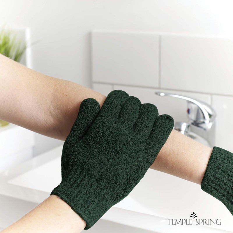 Temple Spring Exfoliating Gloves - Bamboo Bath/Shower Gloves, Bath Gloves