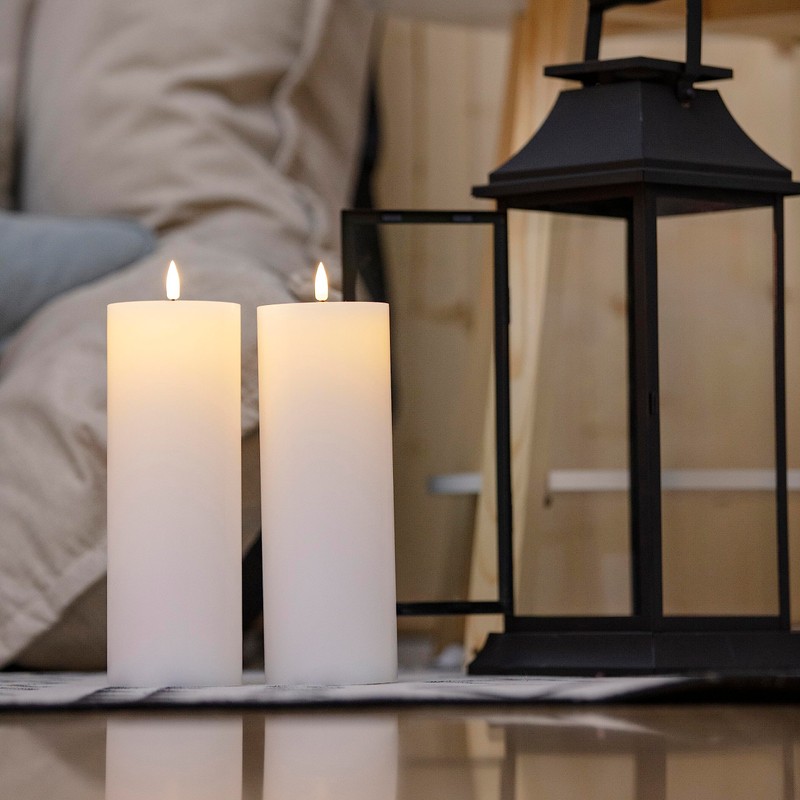volnyus White Flameless Candles Set of 2 (3x9 inch) Flickering