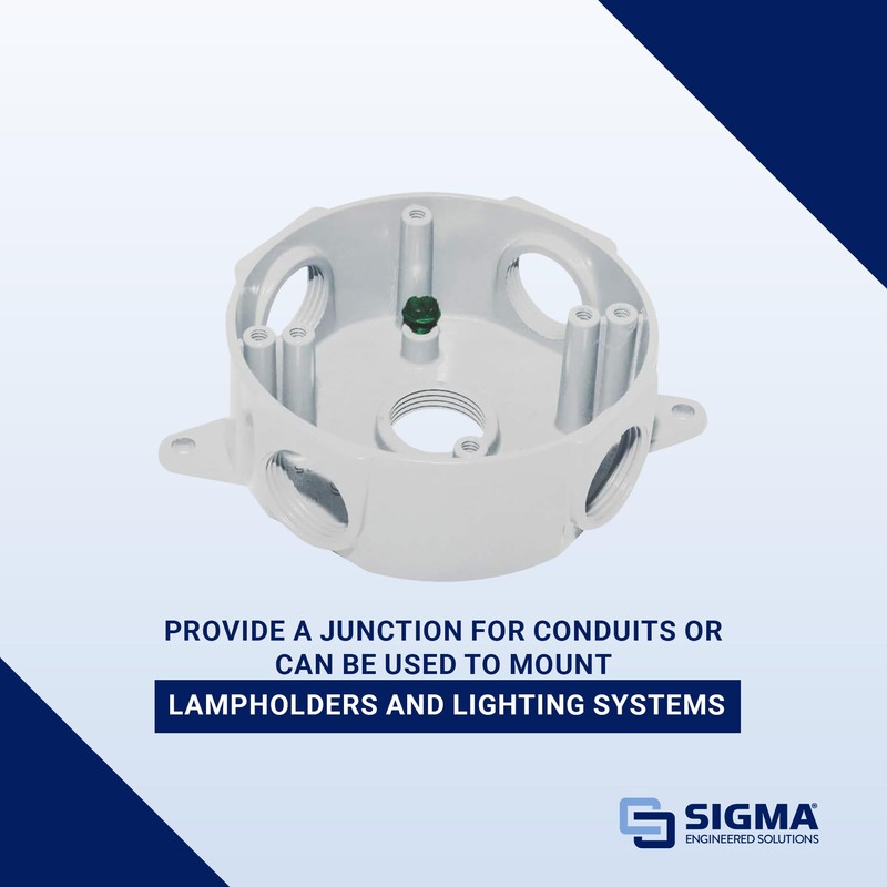 SIGMA ENGINEERED SOLUTIONS 143854 Round Metal Electrical Outlet Box, Weatherproof,