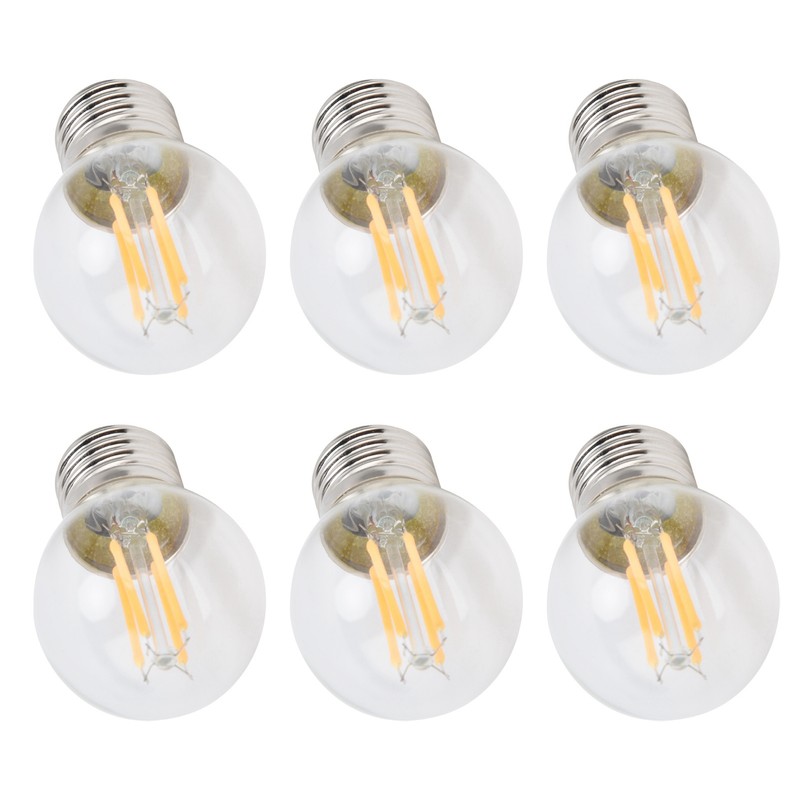 6PCS G45 E27 LED Light Bulb Transparent Glass Bulb Vintage