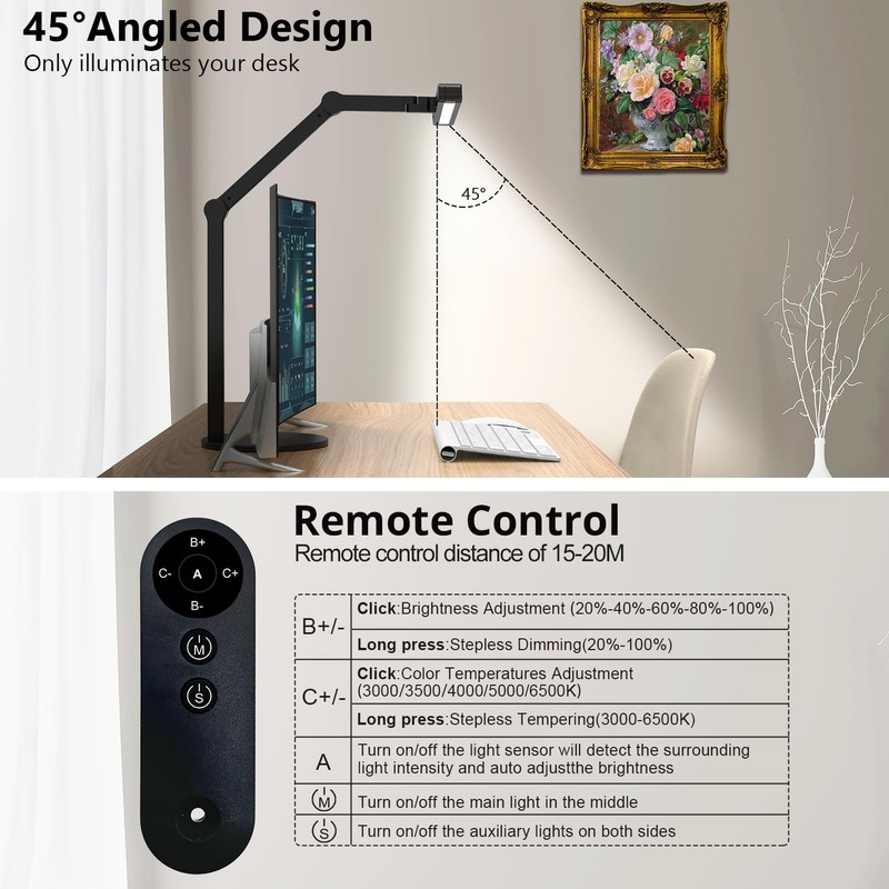 Micomlan Architect Desk Lamp with Remote Control, Adjustable Led Desk
