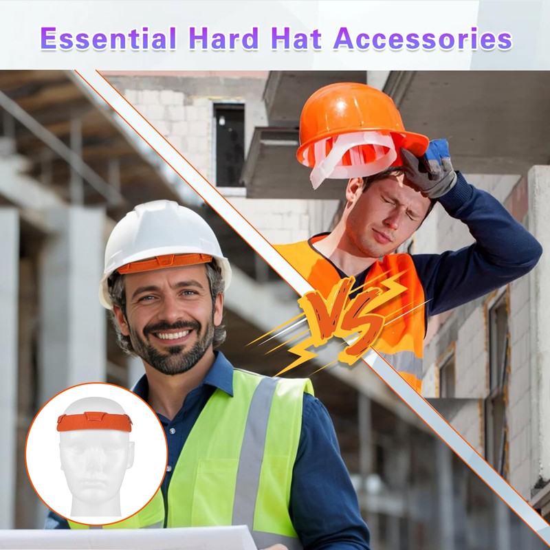 WVD 8 Pcs Hard Hat Sweat Bands, Cotton Hardhat Sweatbands,