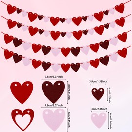 Valentines Day Garland 4 Pcs Valentines Garland Valentines Banner Felt Heart Garland Valentines Day Decoration for Valentines Day Anniversary Wedding Party Supplies Home Office Wall Decoration