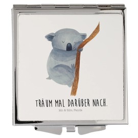 Mr. & Mrs. Panda Handtaschenspiegel quadratisch Koalabär - Geschenk, lustige Sprüche, träumen, Schlafzimmer, silber, Tiere, schminken, Gute Laune,