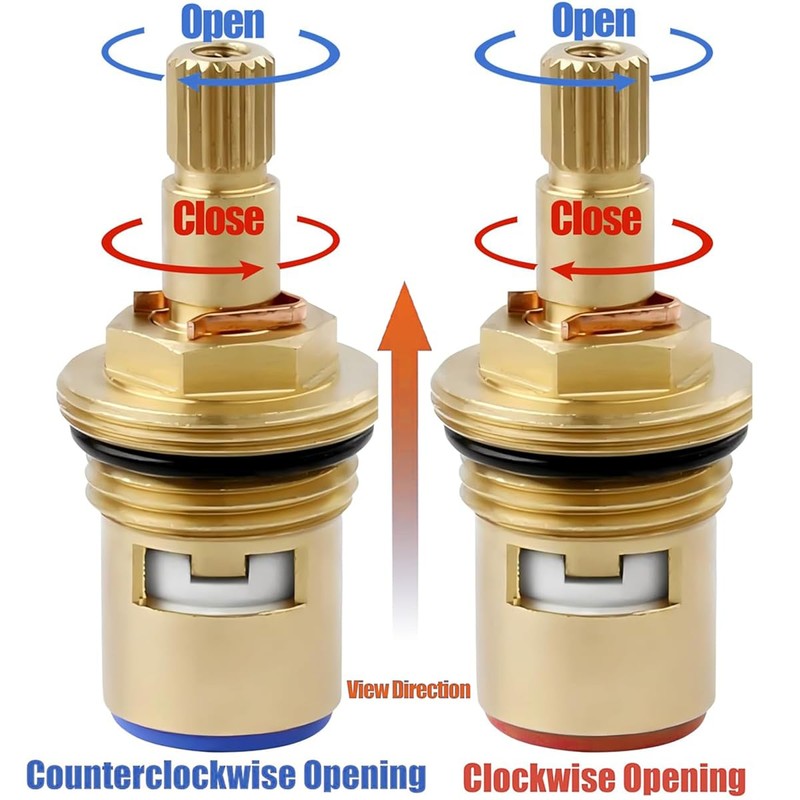 Wolfride 2Pcs Faucet Cartridge Replacement, 20 Teeth G1/2" Brass Ceramic