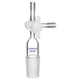 Labasics Vacuum Glass 3-Way Flow Control Adapter, Borosilicate Glass Adapter with Standard 29/42 Taper Joint and PTFE Stopcock for Laboratory