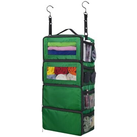 MIAOJIE Hanging Travel Organizer, Carry on Luggage Suitcase Organizer, Travel Essentials Portable Travel Shelves Packing Cube for Travel Cruise Small,Green