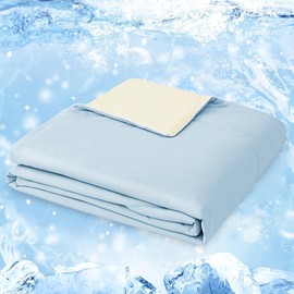 Style Quarters Cooling Comforter King Size for Hot Sleepers, Lightweight Breathable Summer Comforter for Night Sweats Reversible Soft Cooling Blanket, Blue&Yellow 90"x106"