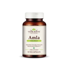 VEDIKROOTS Amla Capsules 100% Organic Immunity Enhancer Natural Source of Vitamic C Herbal Supplements (60 Capsules) (Pack of 1)