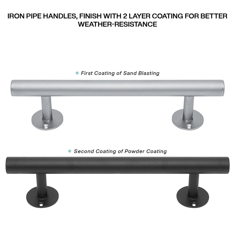 Purife 16'' Long Black Metal Door Pull Handles Pack of