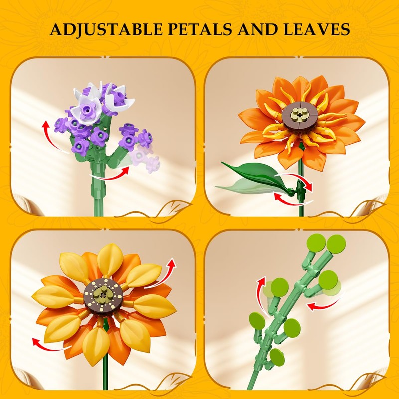 CUBIMANA Sunflower Bouquet Kit with Lights for Adults