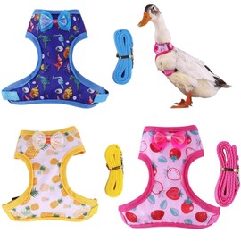 GGAUBAIFI 3Pcs Chicken Harness with Leash, Upgraded Double Adjustment Chicken Harness and Leash Set for Hens, Duck, Goose, Small Pet (S)