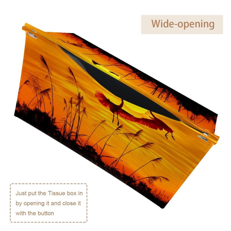 2 Pack Tissue Box Cover Holder, Flying Birds Sunset Rectangle