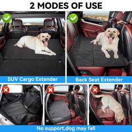 ABE Back Seat Extender for Dogs,Cargo Liner for SUV,Hard Bottom Dog Car Seat Cover for Back Seat,Dog Hammock for Car,Dogs Bed for SUV/Car (Black)
