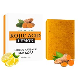 ARCHIDATE Kojic Acid Face Soap - Turmeric Soap for Face with Lemons - Lemon Turmeric Kojic Acid Soap - Turmeric Soap Piece Face Body Exfoliating - Curcuma Moisturising Soaps Bar