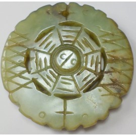 Unbranded Vintage Hand Carved Dragon Green Brown Jade Stone Chinese Symbolism Pendant 55mm