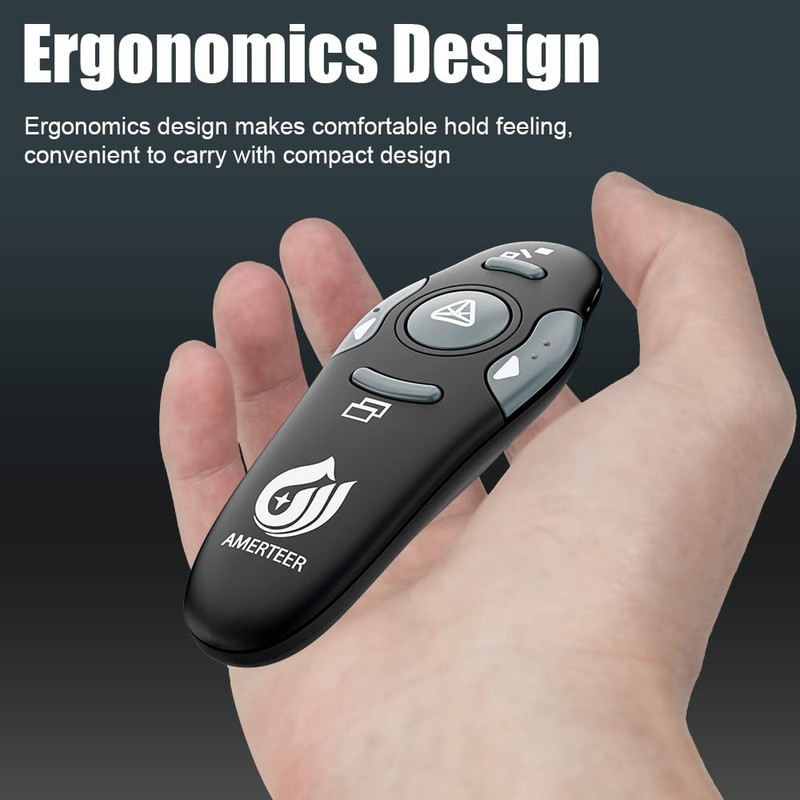 AMERTEER Presentation Clicker for PowerPoint, Wireless Presenter Remote 2.4GHz PowerPoint