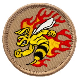 Flaming Hornet Patrol Patch - 2" Diameter Round Embroidered Patch (Hook & Loop Fastener)