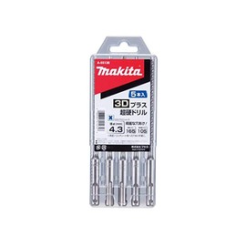 Makita A-55114 3D Plus Carbide Drill (SDS Plus Shank), Diameter 0.13 inches (3.4 mm), Total Length 4.5 inches (115 mm), Pack of 5