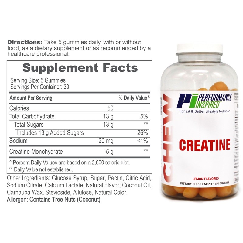 PERFORMANCE INSPIRED Creatine Gummies – 5g Creatine Monohydrate – Muscle