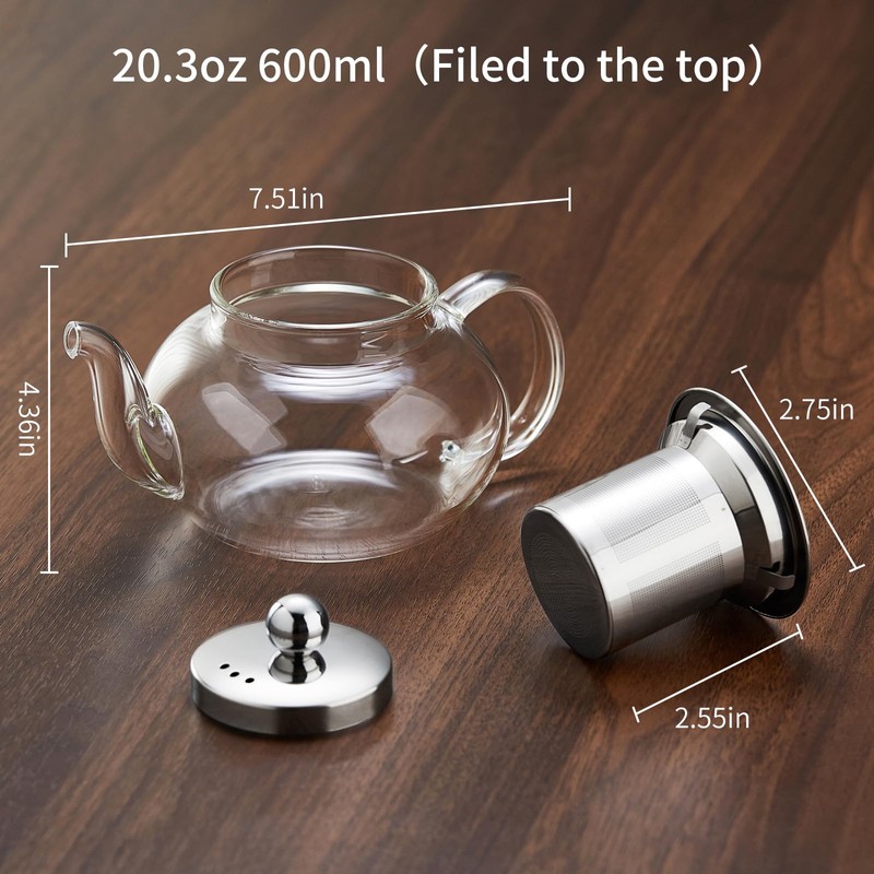 Glass Teapot with Removable Infuser, 27 oz/800ml Glass Tea Pot