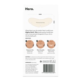 Hero Mighty Patch™ Chin - XL Hydrocolloid Pimple Patch for Chin Acne, Shields Skin and Absorbs Gunk, Spot Treatment for Breakouts & Blemishes (8 Count)