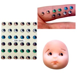 Ojitos Adhesivos 3D 3D Resin Adhesive or Self-Adhesive Eyes for All Types of Materials, Crafts, Decoration - 18 Pairs in Brown, 5mm Wide, (Measurement 7mm Wide x 5.8mm high)