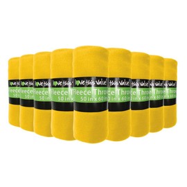 Imperial Home 50x60 Soft Bulk Fleece Throw Blankets, Throw Blanket for Couch, Travel, Bed, Any Room, Fleece Travel Blanket, Lightweight Blanket, Fall Blankets & Throws, Cozy Blanket, 24 pk (Yellow)