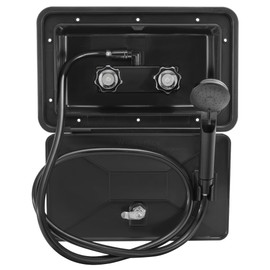 RecPro RV Exterior Shower Box Kit | Locking Cowboy Shower with 51” Vinyl Hose, 2.5 GPM Showerhead | UV-Resistant, Rust-Free, Easy Install | Camper, Trailer, Motorhome Outdoor Faucet (Black)