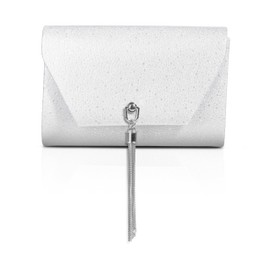 MICHELLE MOON Women's Small Elegant Handbag with Glitter Clutch Glitter for Wedding, Party and Special Occasions Women's Handbag with Removable Shoulder Chain, Silver-1007