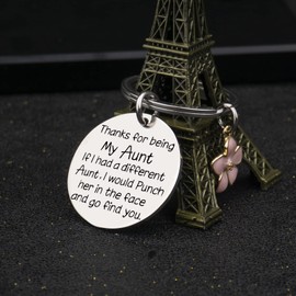 Isiyu Mothers Day Gifts for Aunts Women Funny Keychain Thank You for Being My Aunt From Niece or Nephew Birthday Christmas Thanksgiving Mother's Day Unique Family Present For Your Best