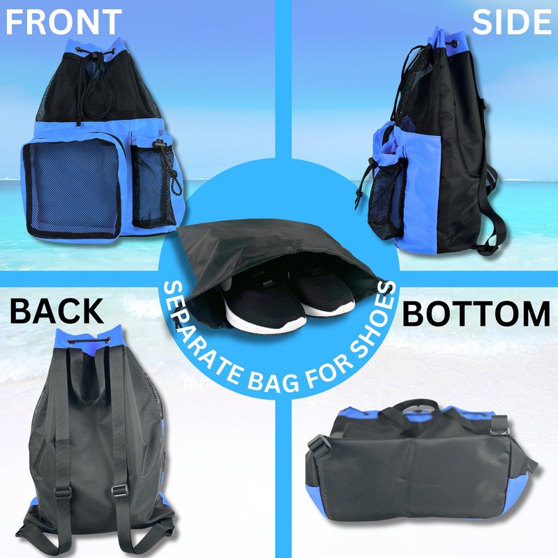 JIMJOOS Drawstring Mesh Swimming Bag - 25L Waterproof Swim Bag