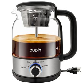 oudim Drip Coffee Maker By Spraying Method, 1.2L Capacity, 600W Power, BPA-Free, Brewed Tea Pot Coffee Plunger, Glass Stainless Steel Tea And Coffee Brew Kettle, Electric Kettle Tea Pot,Keep warm