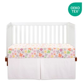 Bedward 100 Percent Cotton (Excluding Quilt Filling) 3 Piece Baby, Toddler Crib Bedding Set ; Includes Fitted Sheet, Bed Skirt and Comforter Quilt for Nursery (Floral/Butterfly) 100C20213