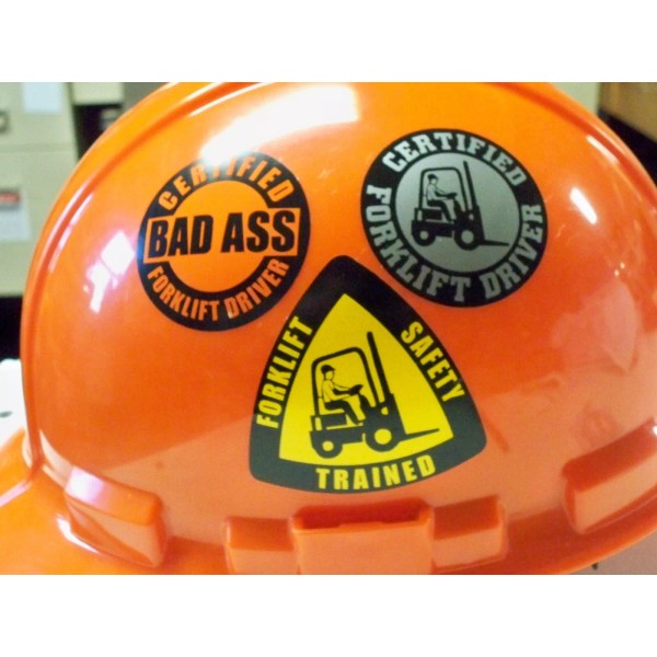 Unbranded/Generic 3 Hard Hat Stickers Bad Ass Forklift Driver Safety
