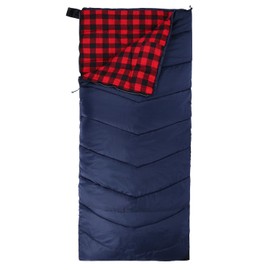 REDCAMP Cotton Flannel Sleeping Bag for Adults, Envelope Sleeping Bag with Compression Sack, XL 32/41/50F Soft Comfortable,Red Plaid 2lbs(79"x33")
