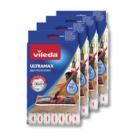 Vileda Ultramax Floor Mop Replacement Covers, Mop Cover Ultramat_Ultramax Made of Microfibre, for All Hard Floors, Washing Machines, Pack of 4, Eco Packaging