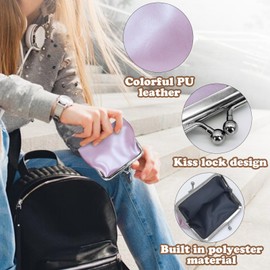 WisePoint 2 Pieces Coin Bag, PU Leather Small Purse, Women's Elegant Small Purse with Kiss Lock, Portable Mini Purse for Women and Girls, Green and light grey, Elegant