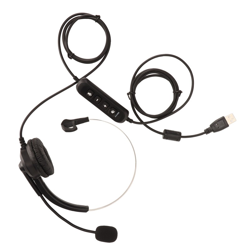 USB Business Headset Noise Reduction Single Sided Ear Headphone Supports