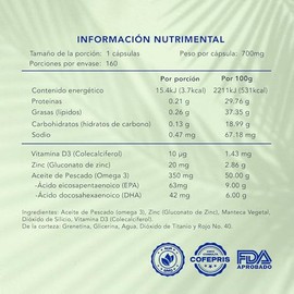 Zinc Naturagel Vitamina Omega Bienestar General Refuerzo Huesos Defensas Naturales 160 Softgels 700