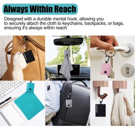 Solid Color Keychain Microfiber Eye Glasses Cleaner Cleaning Cloth Wipes Portable Eyeglass Lens Cleaning Cloth Wipes for Sunglasses Jewelry Electronics