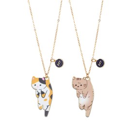 3Pcs Friendship BFF Necklace Cute Kitty Cat Pendant Necklace Funny Little Cat Choker Necklace for Women Men Best Friends Jewelry Gift, Zinc, No Gemstone