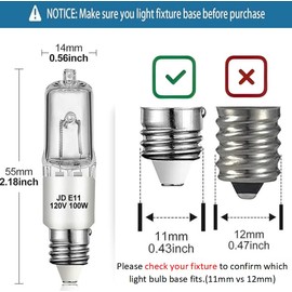 Lachesan JDE11 120v 100w, E11 Halogen Light Bulb,Dimmable T4 Mini Candelabra Base(Replacement E11 Led Bulb), 2700K Warm White for Chandeliers, Ceiling Fan, Table Lamps, Cabinet Lighting, 4 Pack