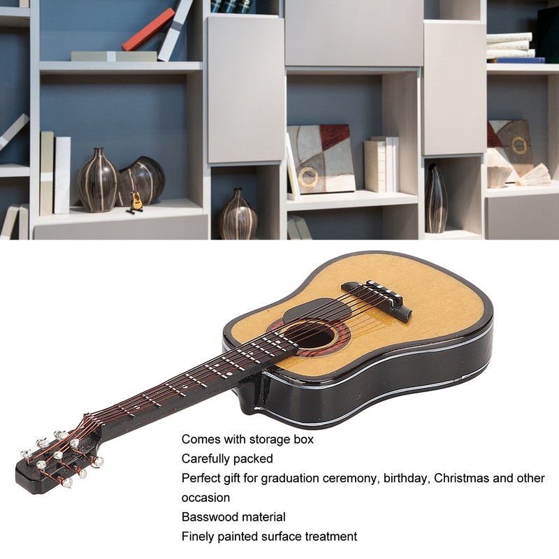 Miniature Wooden Guitar Model Exquisite Realistic Mini Musical Ornaments with